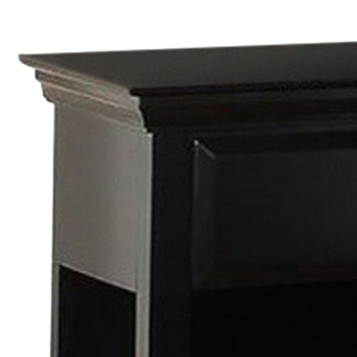 Wood Night Stand With Drawer, Black