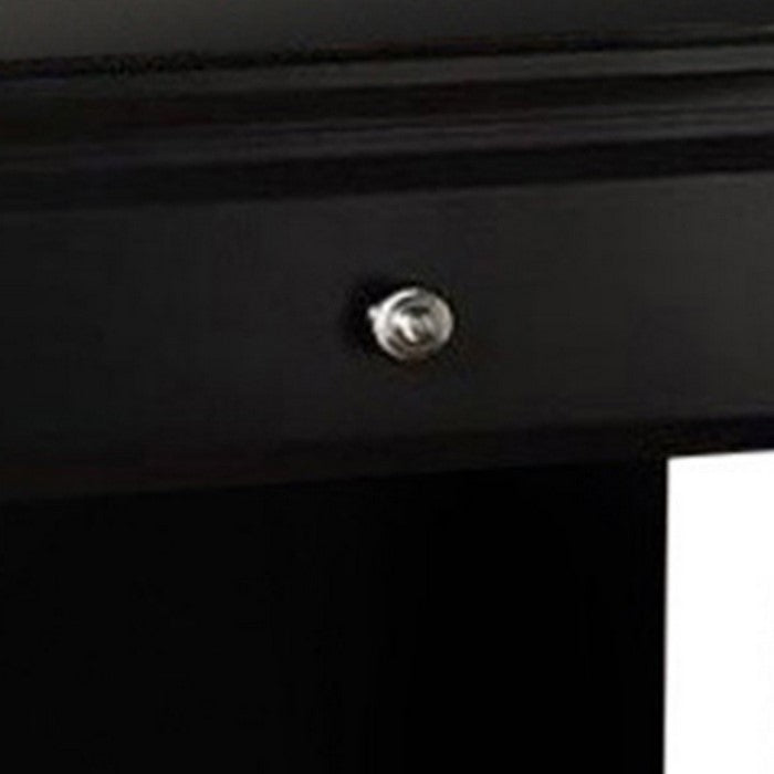 Wood Night Stand With Drawer, Black