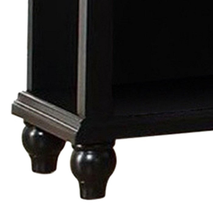 Wood Night Stand With Drawer, Black