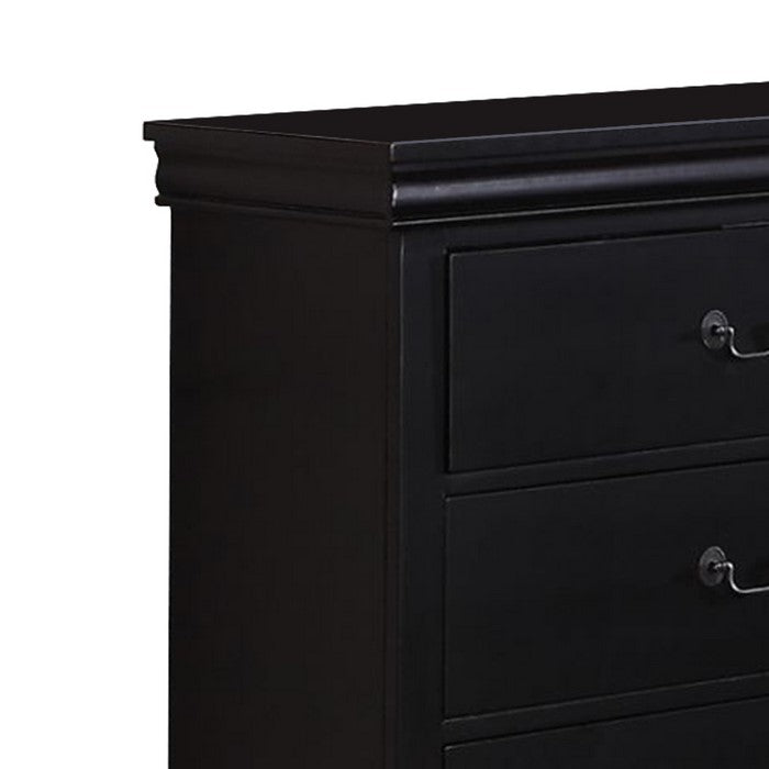 Pine Wood 6- Drawer Dresser, Black