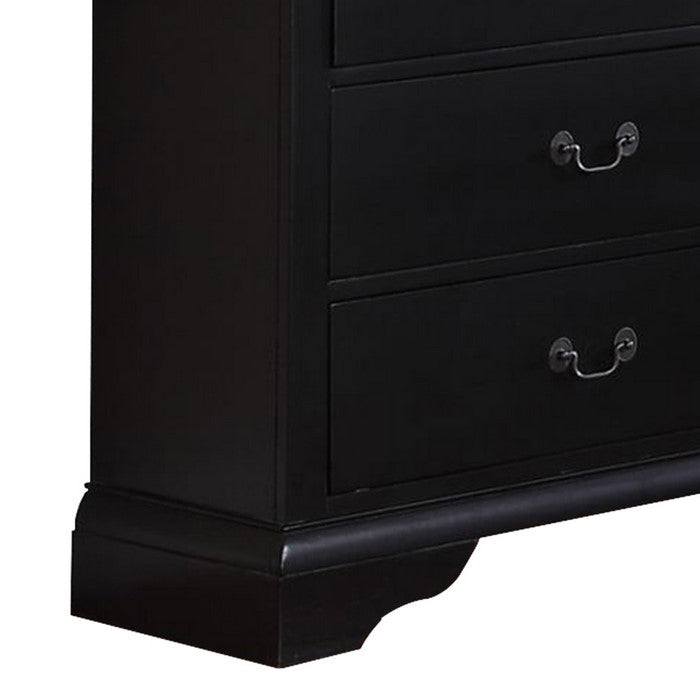Pine Wood 6- Drawer Dresser, Black