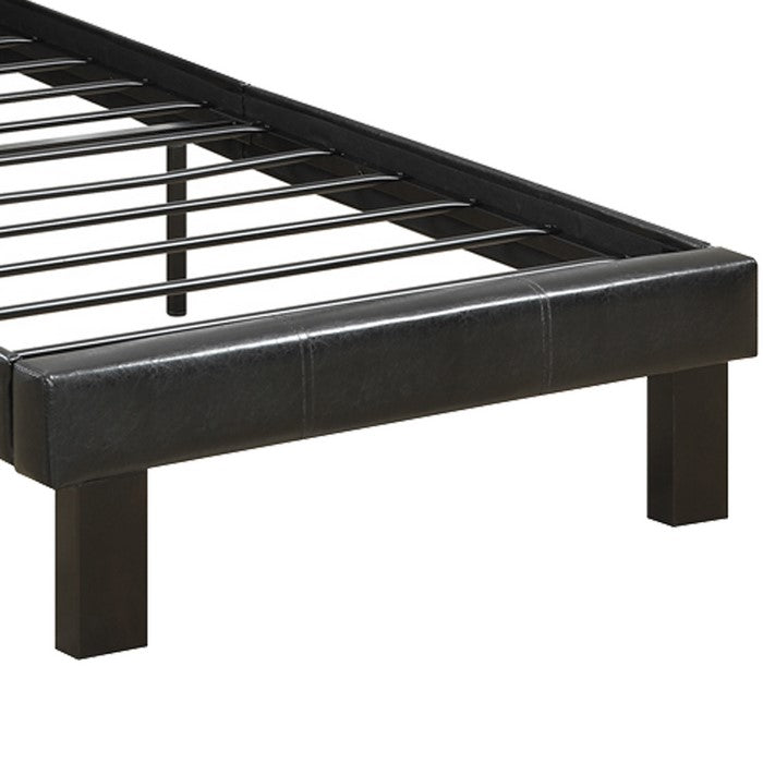 Faux Leather Upholstered Full size Bed With tufted Headboard, Black