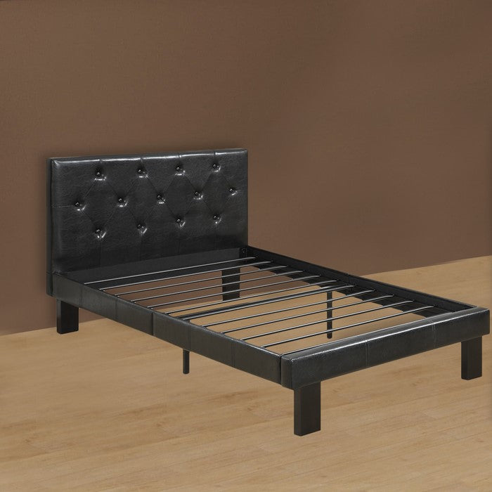 Faux Leather Upholstered Full size Bed With tufted Headboard, Black