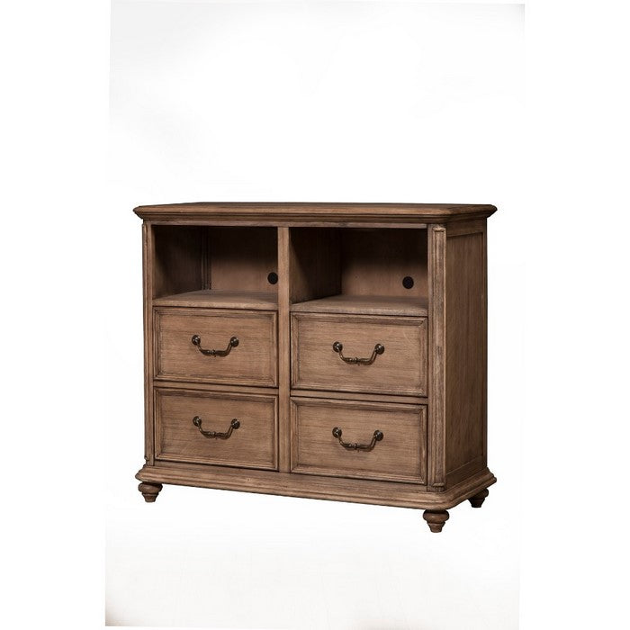 Mahogany Wood 4 Drawer TV Media Chest in French Truffle Brown