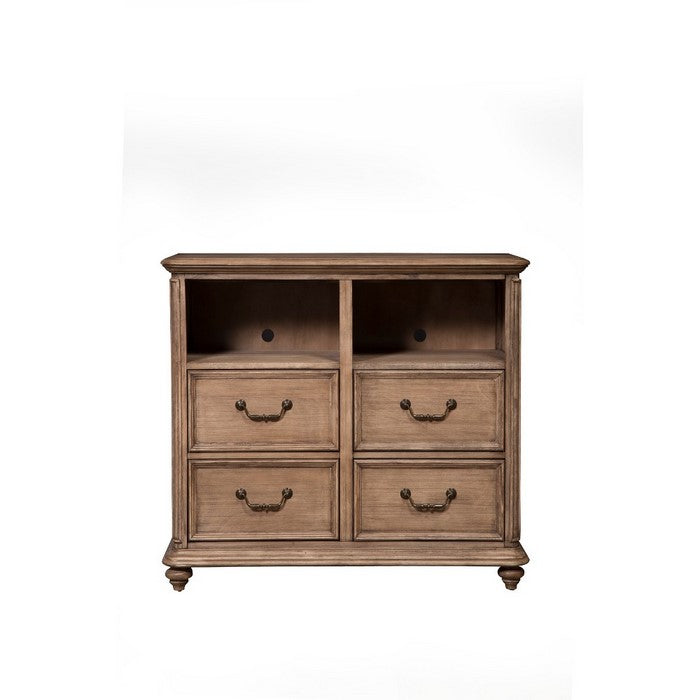 Mahogany Wood 4 Drawer TV Media Chest in French Truffle Brown