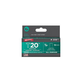 Arrow Fastener 206 Genuine T20 3/8-Inch Staples, 1,000-Pack