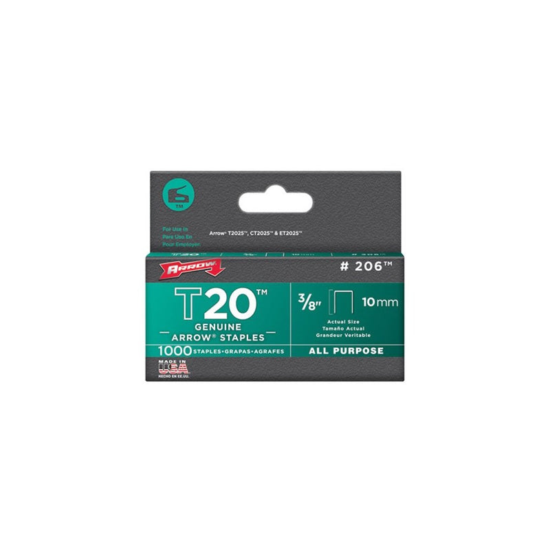 Arrow Fastener 206 Genuine T20 3/8-Inch Staples, 1,000-Pack