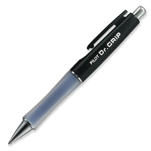 Pilot Dr. Grip Retractable Ballpoint Pen, Medium Point, Black Barrel with Black Ink, Single Pen (36100)