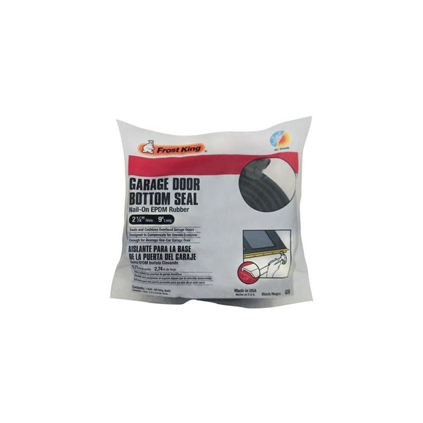 Frost King G9 Nail-On Rubber Garage Door Bottom Seal, 2-1/4-Inch by 9-Foot, Black
