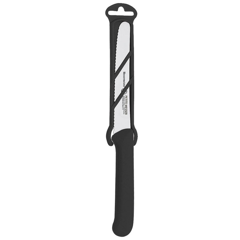 Messermeister 4.5-Inch Serrated Tomato Knife with Matching Sheath, Black