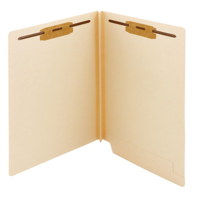 Smead Extra Capacity End Tab Fastener File Folder, Shelf-Master Reinforced Straight-Cut Tab, 2 Fasteners, 1-1/2 Expansion, Letter Size, Manila, 50 per Box (34276)