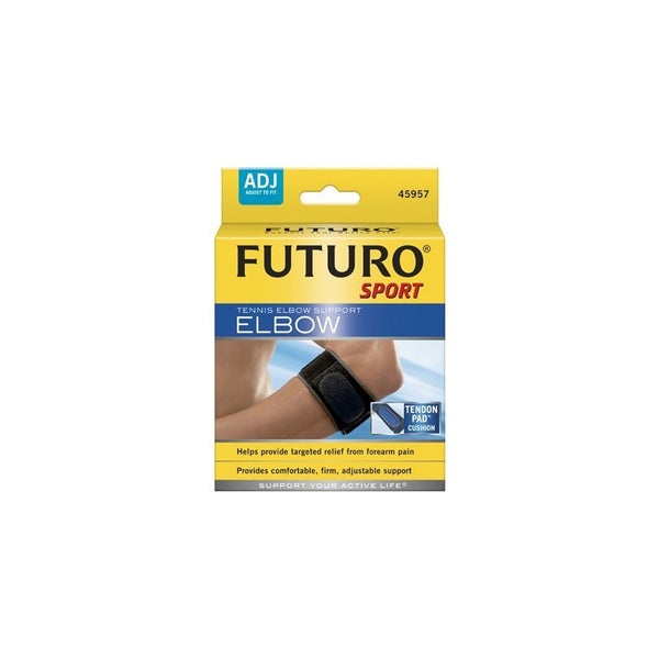 Futuro Tennis Elbow Support (w / tension pad), One Size/ADJ, Black, 1 Support (Pack of 2)