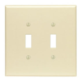 Leviton 86109 2-Gang Toggle Device Switch Wallplate, Oversized, Thermoset, Device Mount, Ivory