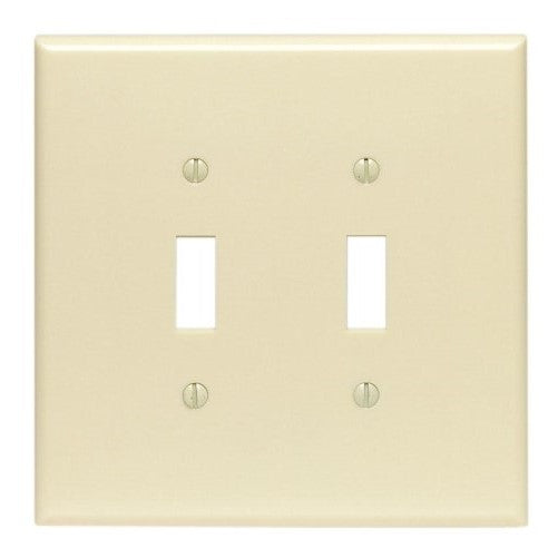Leviton 86109 2-Gang Toggle Device Switch Wallplate, Oversized, Thermoset, Device Mount, Ivory