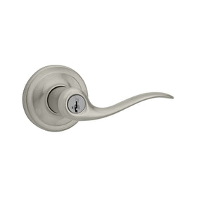 Kwikset Tustin Keyed Entry Lever featuring SmartKey in Satin Nickel