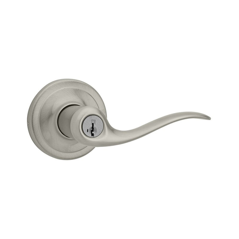 Kwikset Tustin Keyed Entry Lever featuring SmartKey in Satin Nickel