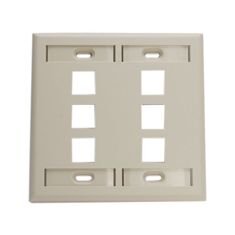 Leviton 42080-6IP 6-Port Dual Gang QuickPort Wallplate with ID Windows, Ivory
