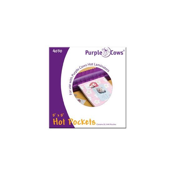 Purple Cows Hot Pockets Hot Laminating Pouches, 8x8 Inches, 20 Pouches per Pack, Clear (4030)