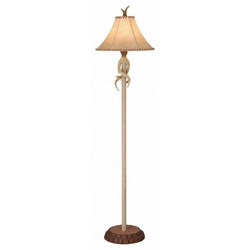 Vaxcel FL33075NS USA Rustic Lodge 1 Light Rustic Floor Lamp Lighting Fixture, 16" x 65.5" x 16", White, Leather