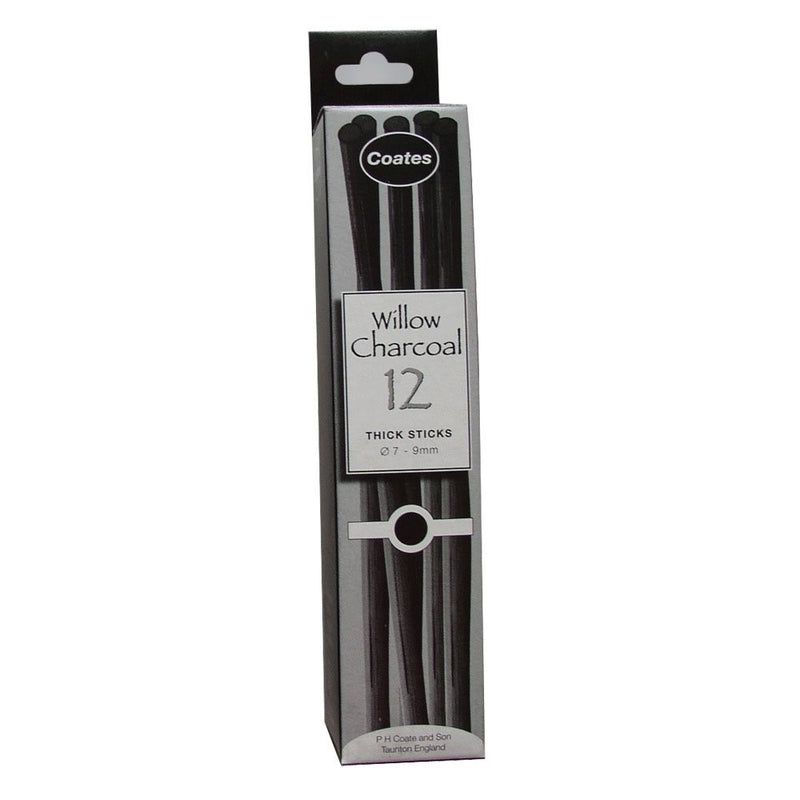 Global Art Materials 1003 Coates Artist Willow Charcoal, Thick, 12 Sticks