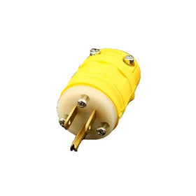 Leviton 1447 15 Amp, 125 Volt, Plug, Industrial Grade, Straight Blade, Dustguard, Grounding, Yellow