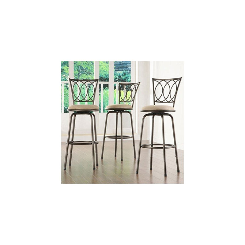 Home Creek Scrolled Detail Adjustable Swivel Barstools - Set of 3