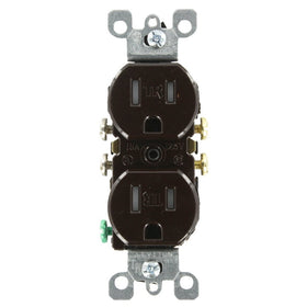 Leviton T5320 15 Amp, 125 Volt, Tamper Resistant, Duplex Receptacle, Residential Grade, Grounding, Brown