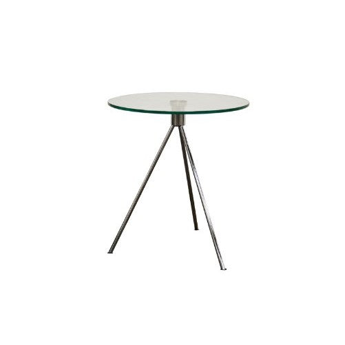 Baxton Studio Triplet Round Glass Top End Table with Tripod Base