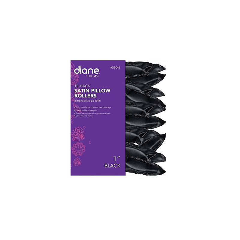 Diane 7/8-Inch Satin pillow Rollers - Black (D5042)