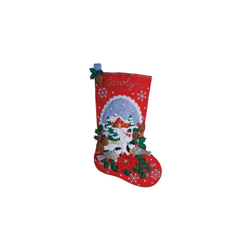 Bucilla 18-Inch Christmas Stocking Felt Applique Kit, 86326 Chickadees