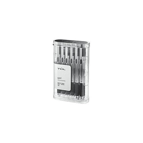 TUL GL1 Retractable Gel Pen, Needle Point, 0.5 mm, Gray Barrel, Black Ink, Pack Of 12