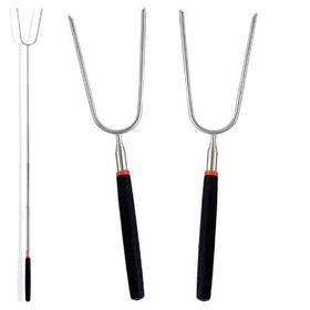 2pc Deluxe Telescoping Stainless Steel Campfire Forks - Extend to 36" - Insulated Handle