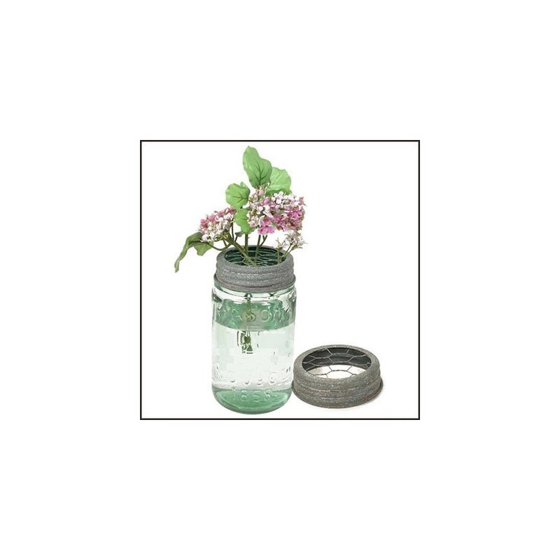Mason Jar Flower Frog Lid Barn Roof