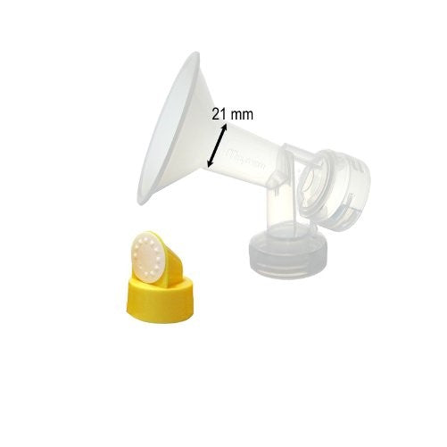 21 mm One-Piece Breastshield w/ Valve and Membrane for Medela Breast Pumps; Replace Medela 21 mm Personal Fit Breast Shield and Connector; Made by Maymom