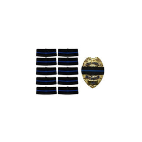 10-PACK Thin Blue Line Stripe Black Police Officer Badge Shield Funeral Honor Guard Mourning Band Strap 1/2"