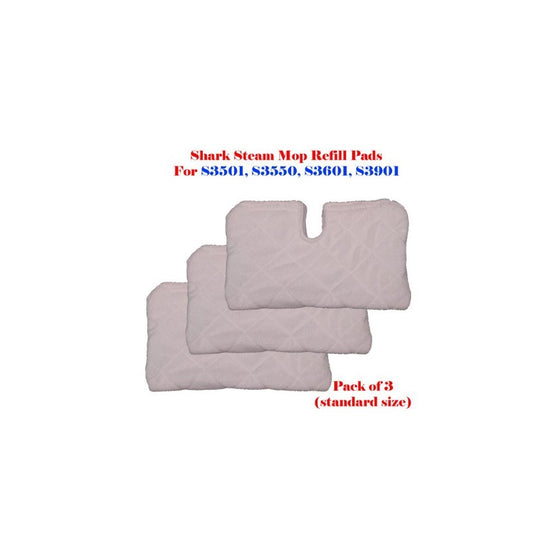 Standard Size (12.5" X 7.5") Steam Mop Replacement Pocket Pads for Erop-pro Shark S3501 S3601 S3901 Se450 (3, Standard 12.5" x 7.5")