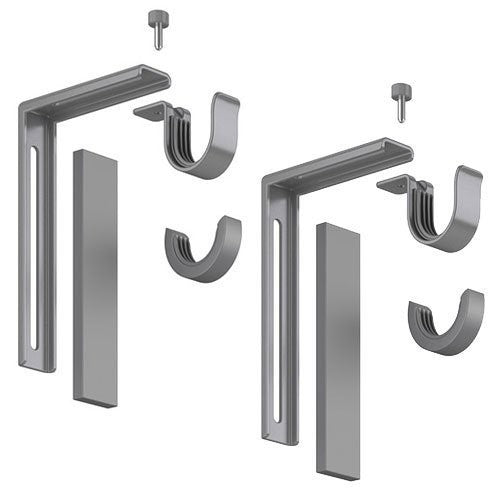 Set of 2 Ikea Betydlig Wall or Ceiling Curtain Rod Brackets Steel Silver Adjustable