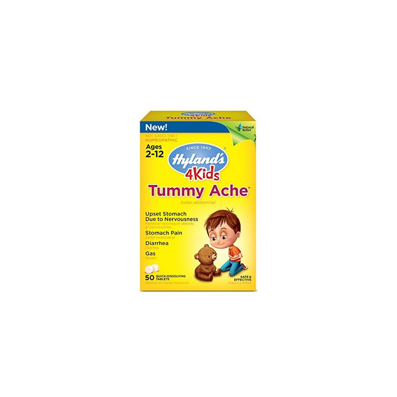 Hyland's 4 Kids Tummy Ache Tablets, Natural Relief of Upset Stomach, Diarrhea and Gas for Children, 50 Count