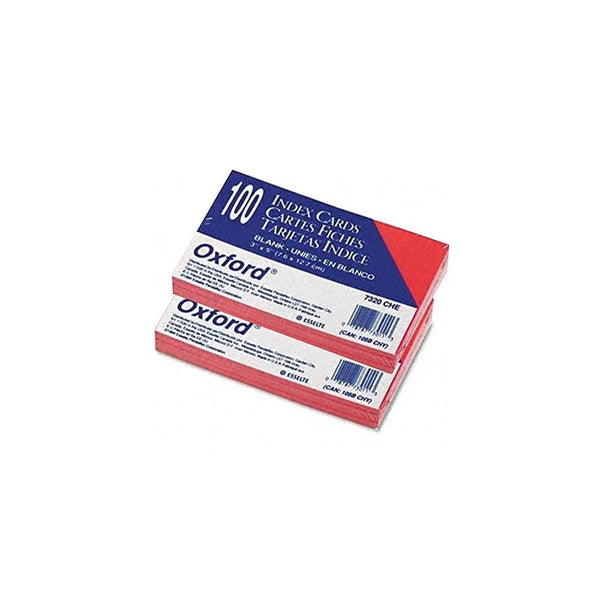 Oxford 7320CHE - Unruled Index Cards, 3 x 5, Cherry, 2 Pack of 100 Cards