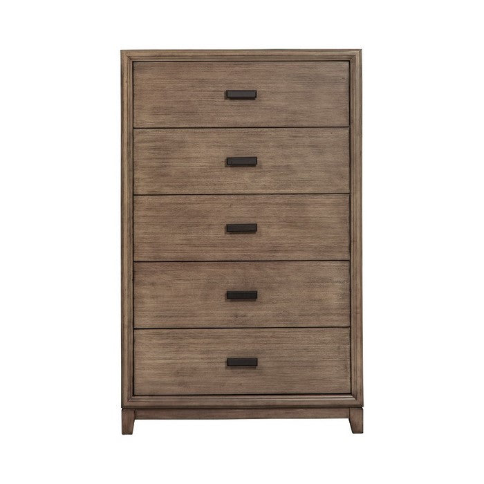 Wooden Chest with 5 Drawers, Brown