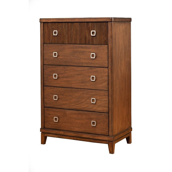 5 Drawer Chest In Mahogany Wood Brown