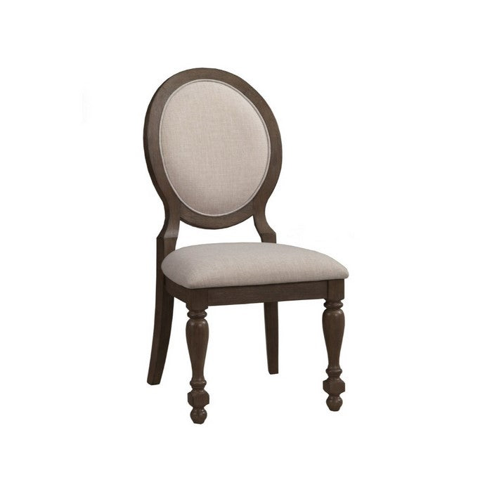 Rubberwood Side Chairs With Padded Upholstery Set Of 2, Brown