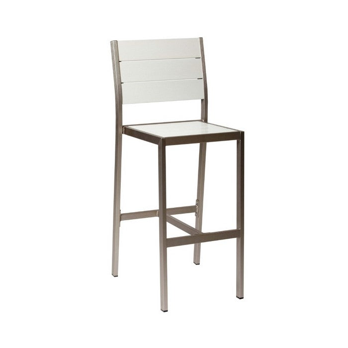 Catchy And Heighted Anodized Aluminum Armless Barstools In White (Set of 4)