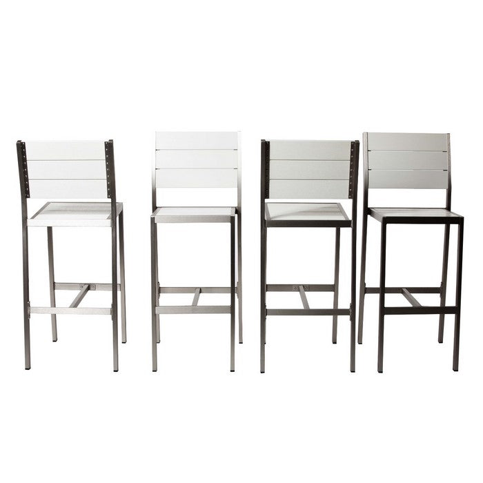 Catchy And Heighted Anodized Aluminum Armless Barstools In White (Set of 4)