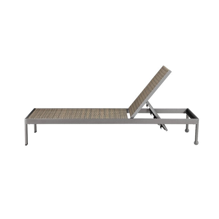 Anodized Aluminum Modern Lounger With Wheels, Brown
