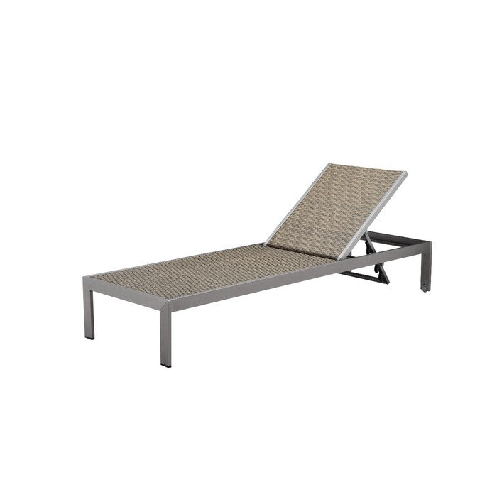 Anodized Aluminum Modern Lounger With Wheels, Brown