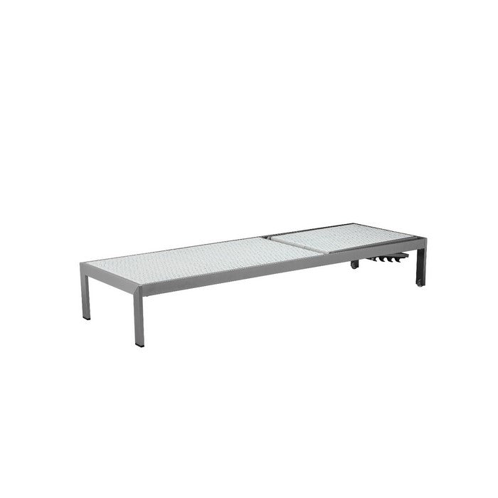Anodized Aluminum Modern Lounger With Wheels, White
