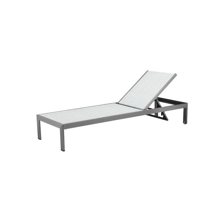 Anodized Aluminum Modern Lounger With Wheels, White