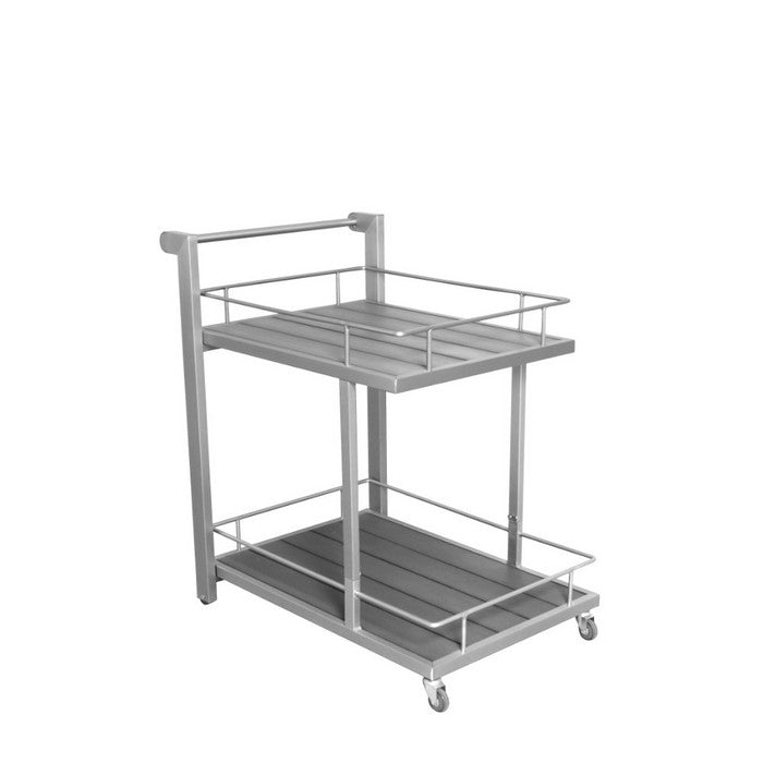 Aluminum Modern Bar Cart With Two Shelves, Gray