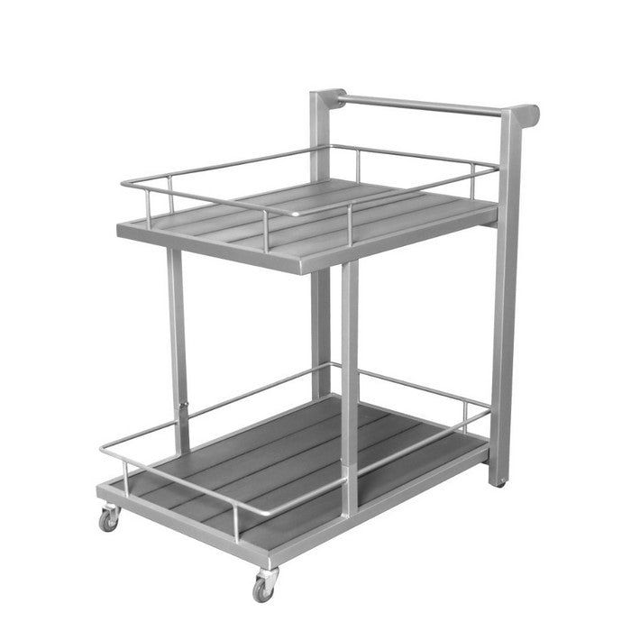 Aluminum Modern Bar Cart With Two Shelves, Gray